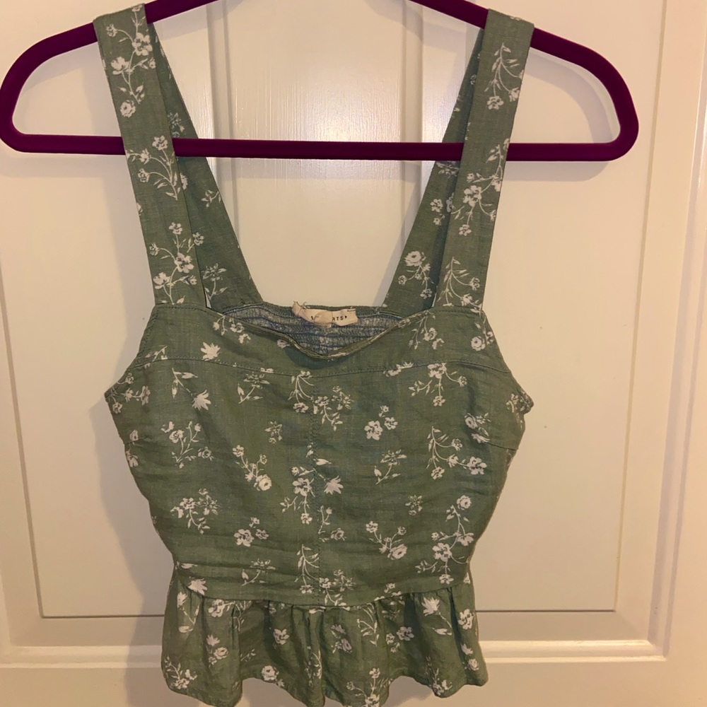 Size Small Green Floral Peplum Tank from PacSun